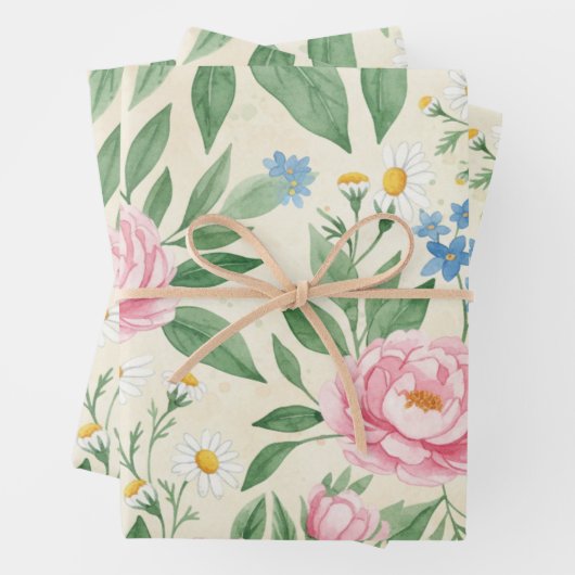 Flat Wrap Classic Spring Floral Wrapping Sheets Inpakpapier Vel (In situ)