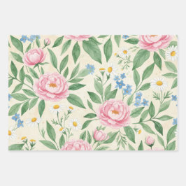 Flat Wrap Classic Spring Floral Wrapping Sheets Inpakpapier Vel