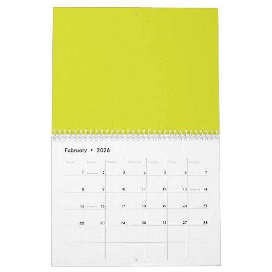 Flat Yellow Background – Back-to-School Texture Kalender (Feb 2026)