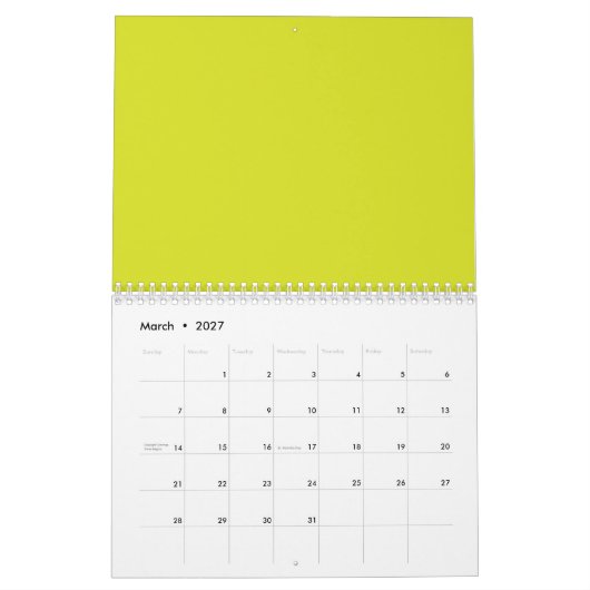Flat Yellow Background – Back-to-School Texture Kalender (Mar 2027)