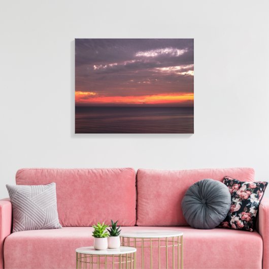 Flat Zee & Red Sky Canvas Afdruk (Insitu (Woonkamer))