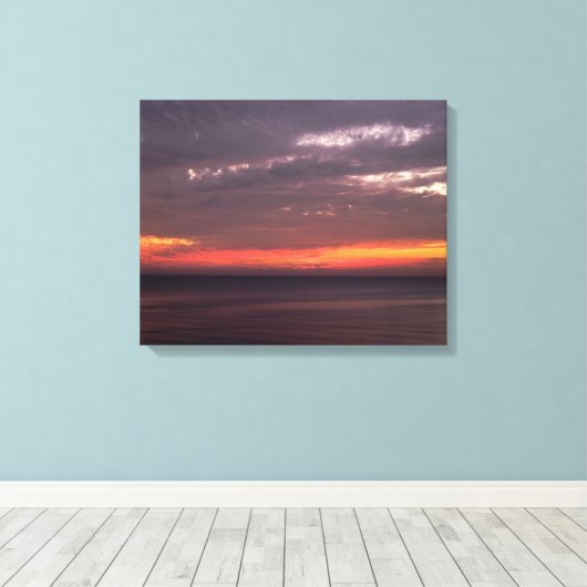 Flat Zee & Red Sky Canvas Afdruk (Insitu (Houten vloer))
