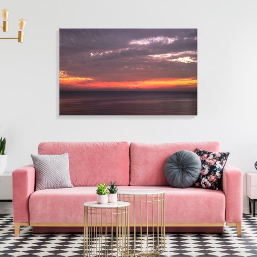 Flat Zee & Red Sky Canvas Afdruk (Insitu (Woonkamer))