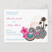 Flatatin Tropische Golven Hibiscus Save The Date Aankondigingskaart (Voorkant)