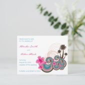 Flatatin Tropische Golven Hibiscus Save The Date Aankondigingskaart (Staand voorkant)