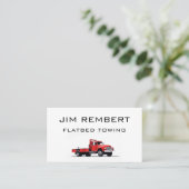 Flatbed Slepen Repo Services Rode sleepwagen Visitekaartje (Staand voorkant)