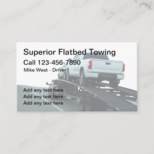 Flatbed Towing Services Local Visitekaartjes (Voorkant)