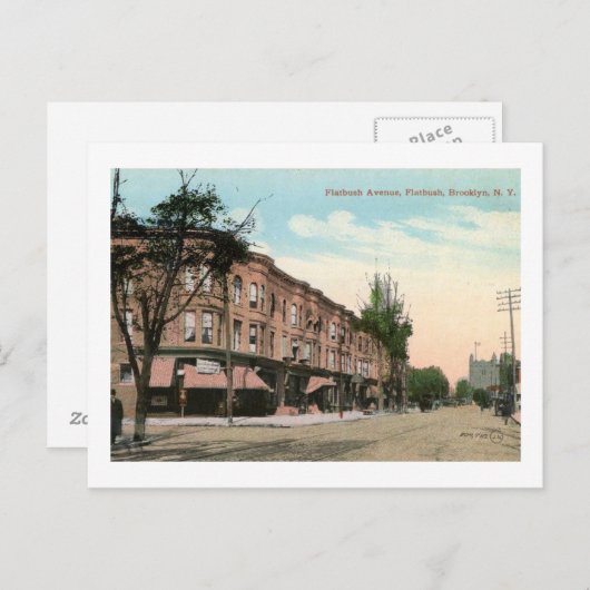 Flatbush Ave., Brooklyn, New York Briefkaart (Voorkant / Achterkant)