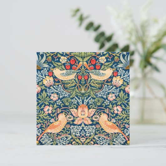 FLATCARD: WILLIAM MORRIS: STRAWBERRY THIEVES KAART (Staand voorkant)