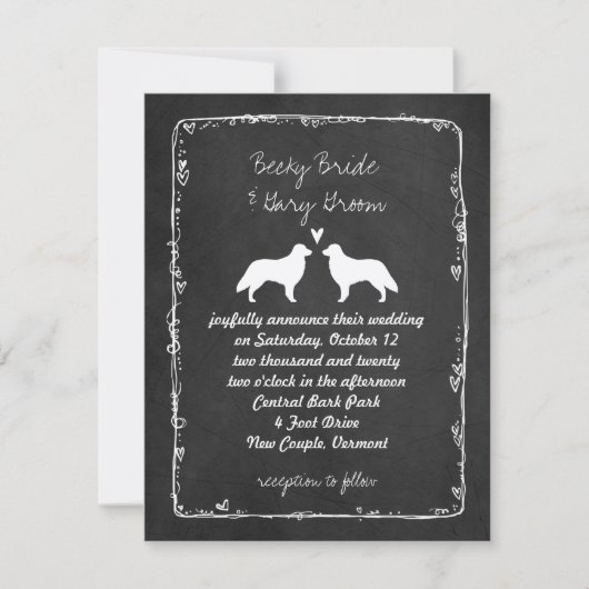 Flatcoated Retriever Silhouettes Wedding Kaart (Voorkant)