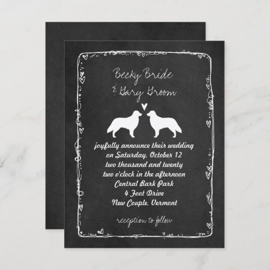 Flatcoated Retriever Silhouettes Wedding Kaart (Voorkant / Achterkant)