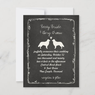 Flatcoated Retriever Silhouettes Wedding Kaart