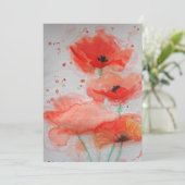 Flatdagkaart voor Bright Red Poppies Waterverf Kaart (Staand voorkant)