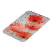 Flatdagkaart voor Bright Red Poppies Waterverf Magneet (Linkerzijde)