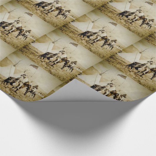 Flathead-indianen Native American Warriors Cadeaupapier (Hoek)