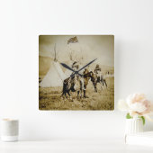 Flathead-indianen  Native American Warriors Vierkante Klok (Huis)