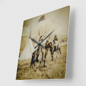 Flathead-indianen  Native American Warriors Vierkante Klok (Hoek)