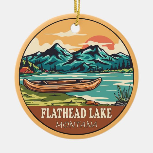 Flathead Lake Montana Boating Vist Emblem Keramisch Ornament (Voorkant)