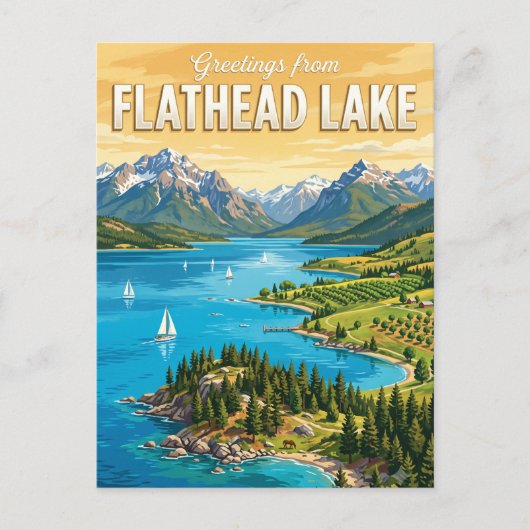 Flathead Lake Montana Briefkaart (Voorkant)