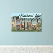 Flathead Lake, Montana - Grote Letter-scènes Canvas Afdruk (Insitu (Houten vloer))