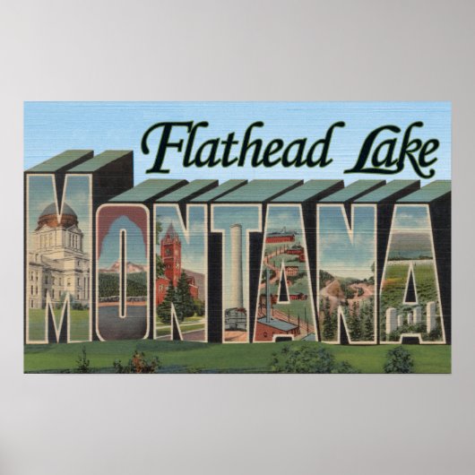 Flathead Lake, Montana - Grote Letter-scènes Poster (Voorkant)