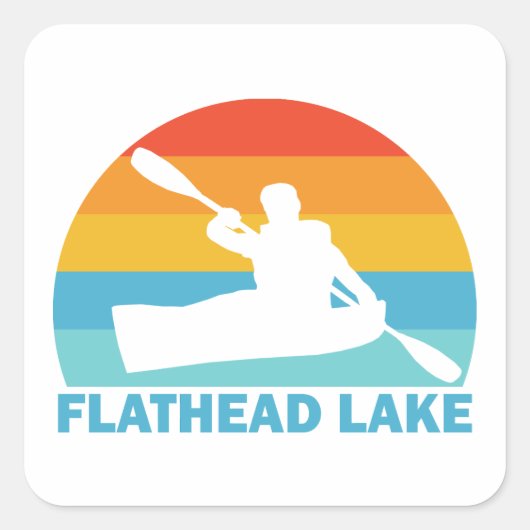 Flathead Lake Montana Kayak Vierkante Sticker (Voorkant)