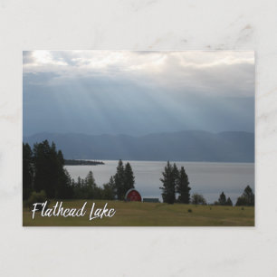 Flathead Lake Montana met bergen Trees Barn Briefkaart