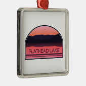 Flathead Lake Montana Red Sunrise Metalen Ornament (Rechts)