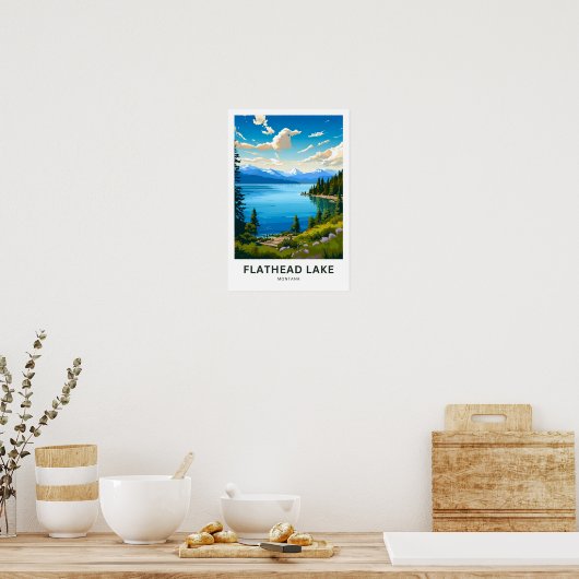 Flathead Lake Montana Reisprint Poster (Keuken)