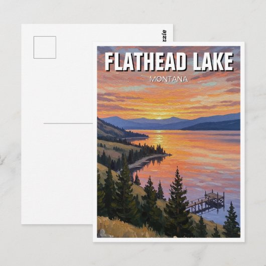 Flathead Lake Montana Reizen Briefkaart (Voorkant / Achterkant)