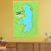 Flathead Lake Montana USA kaart reisposter. Canvas Afdruk (Insitu (Woonkamer))
