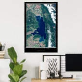 Flathead Lake Montana van de Ruimtesatellietkaart Poster (Thuiskantoor)