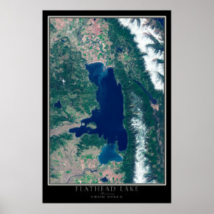 Flathead Lake Montana van de Ruimtesatellietkaart Poster
