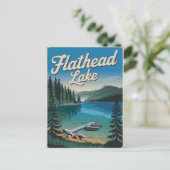 Flathead Lake Montana Vintage Briefkaart (Staand voorkant)