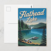 Flathead Lake Montana Vintage Briefkaart (Voorkant / Achterkant)