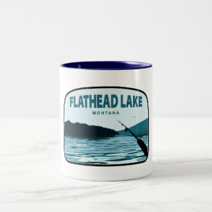 Flathead Lake Montana Vistehengel Tweekleurige Koffiemok