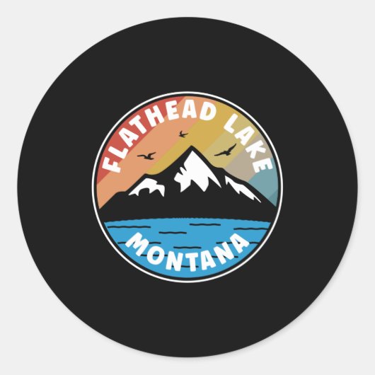 Flathead Lake - Vintage Montana Ronde Sticker (Voorkant)