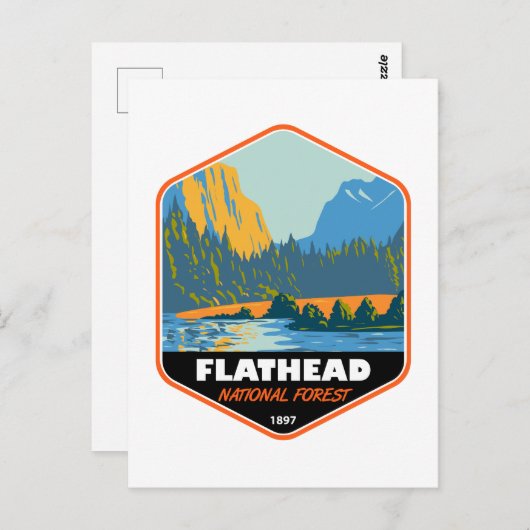 Flathead National Forest Montana  Emblem Briefkaart (Voorkant / Achterkant)