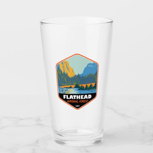 Flathead National Forest Montana Emblem Glas (Voorkant)