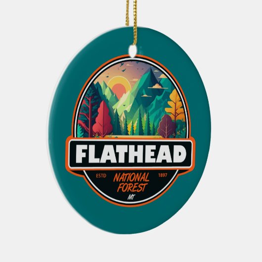 Flathead National Forest Montana Emblem Keramisch Ornament (Rechts)