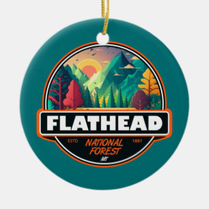 Flathead National Forest Montana Emblem Keramisch Ornament