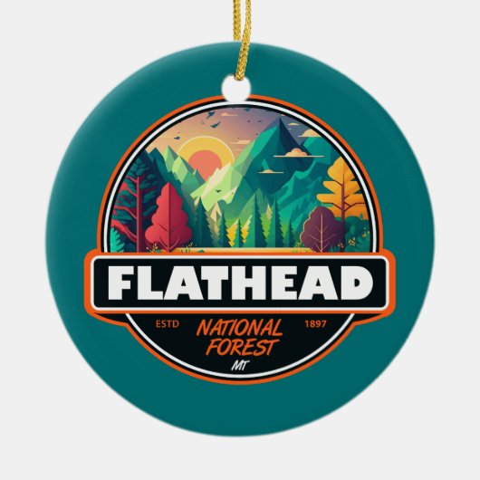 Flathead National Forest Montana Emblem Keramisch Ornament (Voorkant)