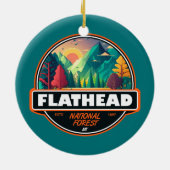 Flathead National Forest Montana Emblem Keramisch Ornament (Achterkant)