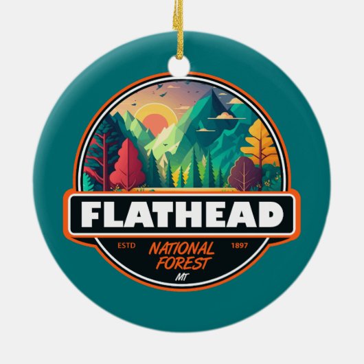 Flathead National Forest Montana Emblem Keramisch Ornament (Achterkant)