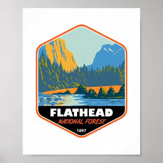 Flathead National Forest Montana  Emblem Poster (Voorkant)