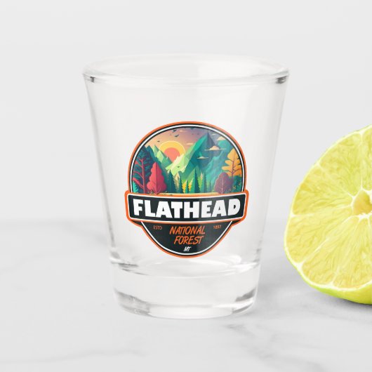 Flathead National Forest Montana Emblem Shot Glas (Voorkant)
