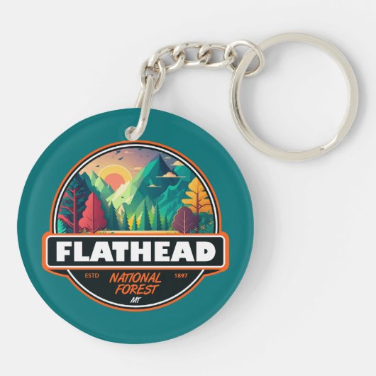 Flathead National Forest Montana Emblem Sleutelhanger (Achterkant)