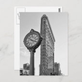 Flatiron Building and Clock in Black and White 2 Briefkaart (Voorkant / Achterkant)