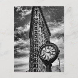 Flatiron Building and Clock in Black and White Briefkaart