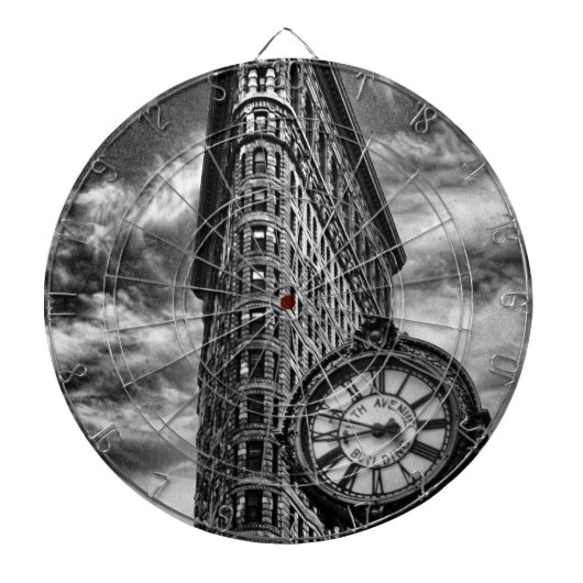 Flatiron Building and Clock in Black and White Dartbord (Voorkant)
